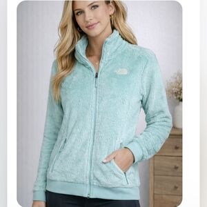 The North Face Fuzzy Fleece Full Zip Jacket Womens Small Aqua Blue Cozy Soft